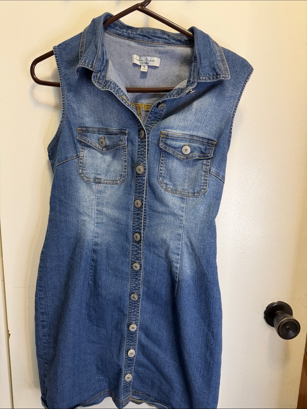 Love Tree Denim Sleeveless Button Down Mini Dress Size Small